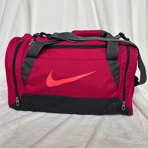 Nike Crimson and Charcoal Duffel Bag